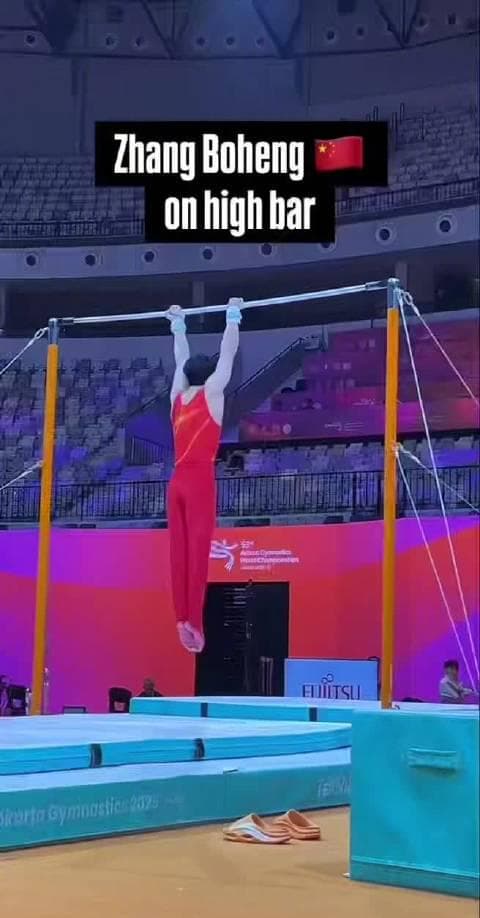 Zhang Boheng's Dominant Performance at Gymnastics World Championships Training